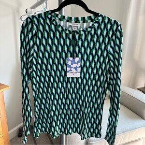 DVF for Target - women’s crew neck arrow geo green long sleeve top